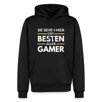 Sie sehen hier den Besten aller Gamer - Männer Premium Bio Hoodie - Schwarz - Vorne - Nico (187cm)