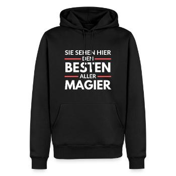 Sie sehen hier den Besten aller Magier - Männer Premium Bio Hoodie - Schwarz - Vorne - Nico (187cm)