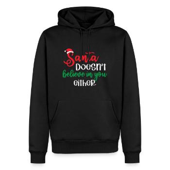 Le Père Noël ne croit pas en vous non plus - Sweat à capuche Premium bio Homme - noir - Devant - Nico (187cm)