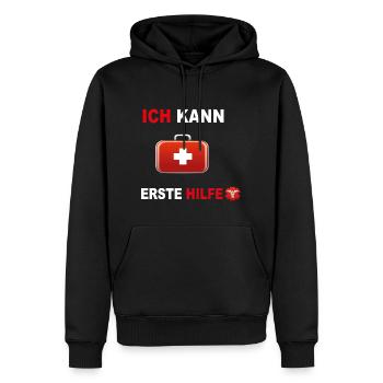 Ich kann Erste Hilfe Notarzt Rettungsdienst Spruch - Männer Premium Bio Hoodie - Schwarz - Vorne - Nico (187cm)