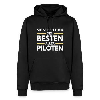 Sie sehen hier den Besten aller Piloten - Männer Premium Bio Hoodie - Schwarz - Vorne - Nico (187cm)