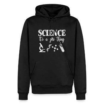 Wissenschaft Es ist eine Mädchensache Wissenschaftlerin Mädchen - Männer Premium Bio Hoodie - Schwarz - Vorne - Nico (187cm)