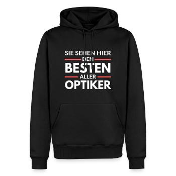 Sie sehen hier den Besten aller Optiker - Männer Premium Bio Hoodie - Schwarz - Vorne - Nico (187cm)