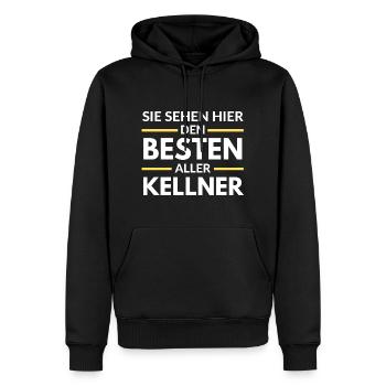 Sie sehen hier den Besten aller Kellner - Männer Premium Bio Hoodie - Schwarz - Vorne - Nico (187cm)