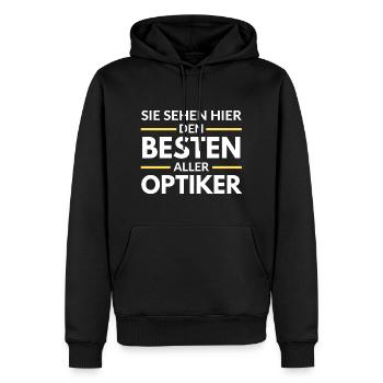 Sie sehen hier den Besten aller Optiker - Männer Premium Bio Hoodie - Schwarz - Vorne - Nico (187cm)