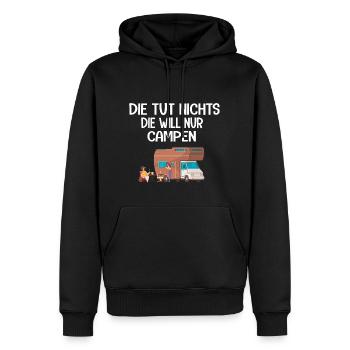 Camping Wohnmobil Van Vintage im Wohnwagen Caravan - Männer Premium Bio Hoodie - Schwarz - Vorne - Nico (187cm)