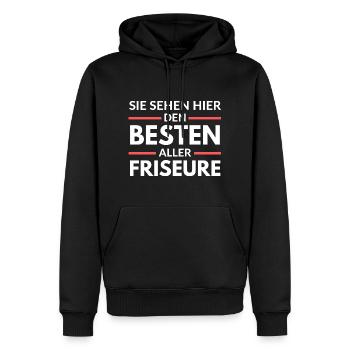 Sie sehen hier den Besten aller Friseure - Männer Premium Bio Hoodie - Schwarz - Vorne - Nico (187cm)