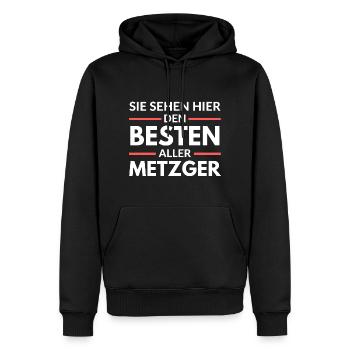 Sie sehen hier den Besten aller Metzger - Männer Premium Bio Hoodie - Schwarz - Vorne - Nico (187cm)