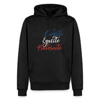 Liberté Égalité Fraternité - Männer Premium Bio Hoodie - Schwarz - Vorne - Nico (187cm)