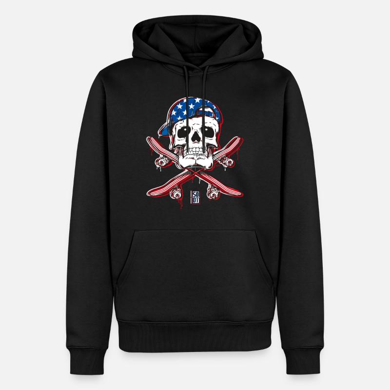 crâne crossBoard US x - Sweat à capuche Premium bio Homme - noir