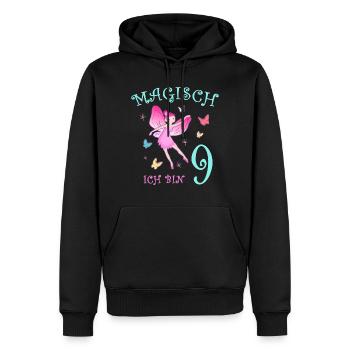 Fee Kinder Geburtstag 9 Jahre Mädchen Feen - Männer Premium Bio Hoodie - Schwarz - Vorne - Nico (187cm)