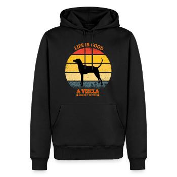 Life Is Good A Vizcla Makes It Better - Männer Premium Bio Hoodie - Schwarz - Vorne - Nico (187cm)