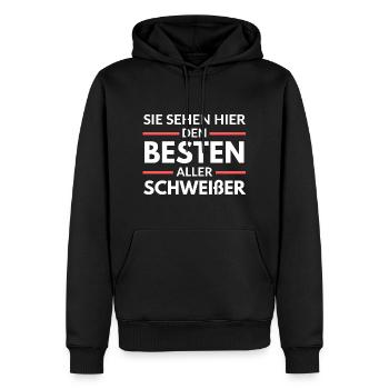 Sie sehen hier den Besten aller Schweißer - Männer Premium Bio Hoodie - Schwarz - Vorne - Nico (187cm)