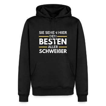 Sie sehen hier den Besten aller Schweißer - Männer Premium Bio Hoodie - Schwarz - Vorne - Nico (187cm)