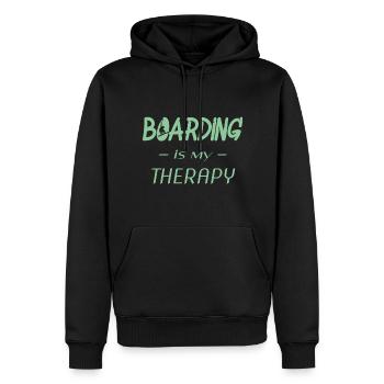 boarding is my therapy - Männer Premium Bio Hoodie - Schwarz - Vorne - Nico (187cm)
