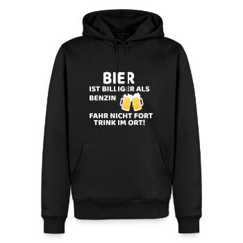 Bier ist Billiger als Benzin, witziges Inflation - Männer Premium Bio Hoodie - Schwarz - Vorne - Nico (187cm)