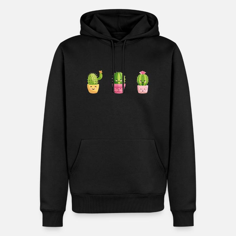 Happy Cactus - Cactus Design - Sweat à capuche Premium bio Homme - noir