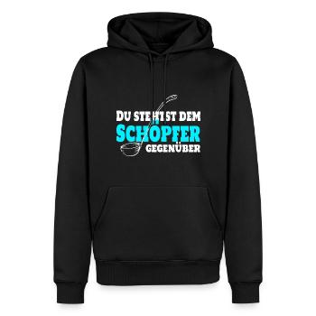 Du stehst dem Schöpfer gegenüber. Koch Chefkoch - Männer Premium Bio Hoodie - Schwarz - Vorne - Nico (187cm)