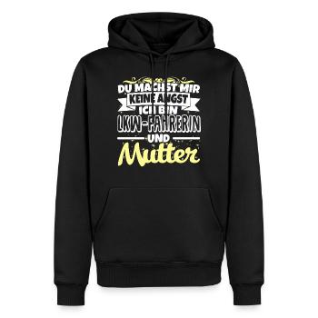 LKW-FAHRERIN und Mutter - Keine Angst - Männer Premium Bio Hoodie - Schwarz - Vorne - Nico (187cm)