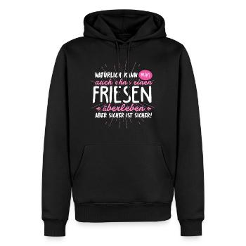 Niemals ohne FRIESEN - Männer Premium Bio Hoodie - Schwarz - Vorne - Nico (187cm)