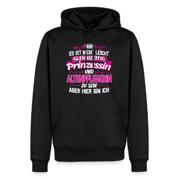 ALTENPFLEGERIN - gleichzeitig Prinzessin - Männer Premium Bio Hoodie - Schwarz - Vorne - Nico (187cm)