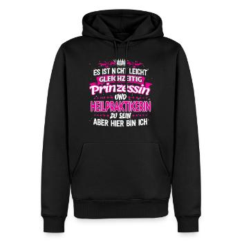 HEILPRAKTIKERIN - gleichzeitig Prinzessin - Männer Premium Bio Hoodie - Schwarz - Vorne - Nico (187cm)