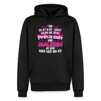 MALERIN - gleichzeitig Prinzessin - Männer Premium Bio Hoodie - Schwarz - Vorne - Nico (187cm)