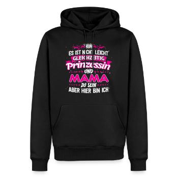 MAMA - gleichzeitig Prinzessin - Männer Premium Bio Hoodie - Schwarz - Vorne - Nico (187cm)