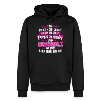 STEUERFACHANGESTELLTE - gleichzeitig Prinzessin - Männer Premium Bio Hoodie - Schwarz - Vorne - Nico (187cm)