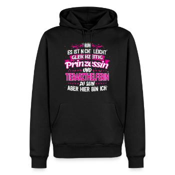 TIERARZTHELFERIN - gleichzeitig Prinzessin - Männer Premium Bio Hoodie - Schwarz - Vorne - Nico (187cm)