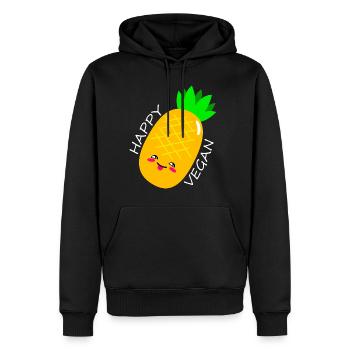 Vegan and happy - Men’s Premium Organic Hoodie - black - Front - Nico (187cm)