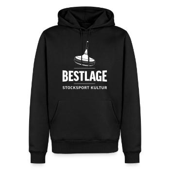 Stocksport Eistockschiessen Bestlage Geschenkidee - Männer Premium Bio Hoodie - Schwarz - Vorne - Nico (187cm)