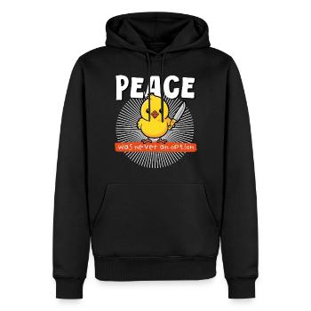 Peace was never an option, lustiges Küken Humor - Männer Premium Bio Hoodie - Schwarz - Vorne - Nico (187cm)