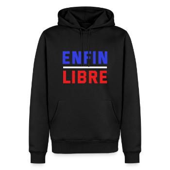 FINALLY FREE - Men’s Premium Organic Hoodie - black - Front - Nico (187cm)