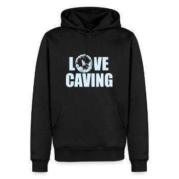 Love Caving - Speleology Potholing Speleo Caver - Men’s Premium Organic Hoodie - black - Front - Nico (187cm)