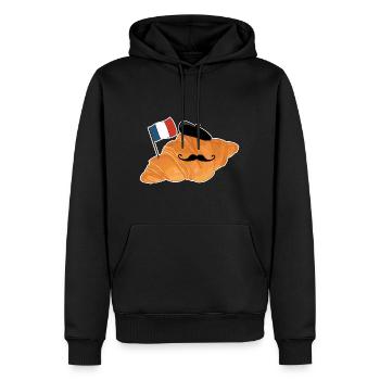Croissant - Drôle de cuisine française - Sweat à capuche Premium bio Homme - noir - Devant - Nico (187cm)