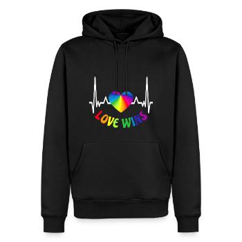 LOVE WINS LGBT Pride Gay Pride Month LGBTQ - Männer Premium Bio Hoodie - Schwarz - Vorne - Nico (187cm)