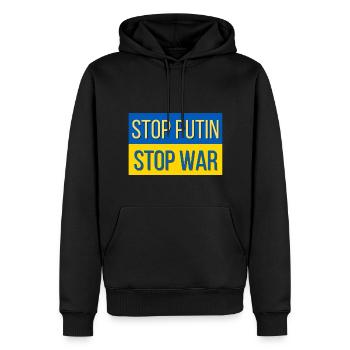 Stop Putin stop war - Männer Premium Bio Hoodie - Schwarz - Vorne - Nico (187cm)