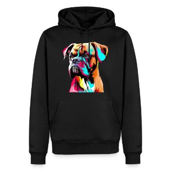 Dessin Boxer - Sweat à capuche Premium bio Homme - noir - Devant - Nico (187cm)