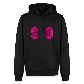 90. 90 YEARS. 90TH ANNIVERSARY. 90TH ANNIVERSARY. - Men’s Premium Organic Hoodie - black - Front - Nico (187cm)