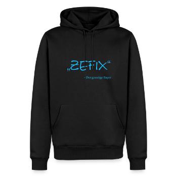 Zefix, Der grantige Bayer - Männer Premium Bio Hoodie - Schwarz - Vorne - Nico (187cm)