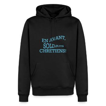 EN AVANT SOLDATS CHRETIENS - Bleu - Sweat à capuche Premium bio Homme - noir - Devant - Nico (187cm)