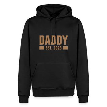 2023 - DEVENIR PÈRE - PROGÉNITURE - BÉBÉ - Sweat à capuche Premium bio Homme - noir - Devant - Nico (187cm)