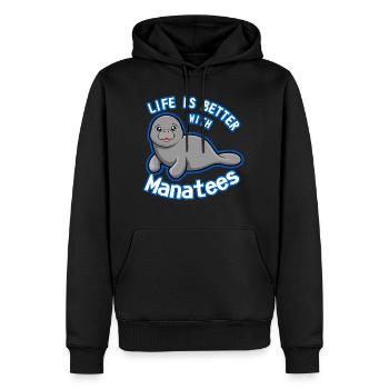 La vie avec les lamantins animaux marins mignons - Sweat à capuche Premium bio Homme - noir - Devant - Nico (187cm)