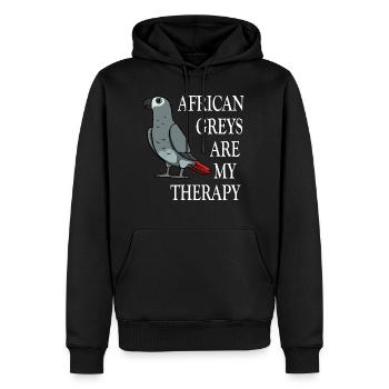 Lustiges Zitat Graupapagei als Therapie - Männer Premium Bio Hoodie - Schwarz - Vorne - Nico (187cm)