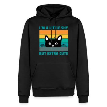 I'm A Little Shy But Extra Cute Retro Cat Lover Ca - Männer Premium Bio Hoodie - Schwarz - Vorne - Nico (187cm)