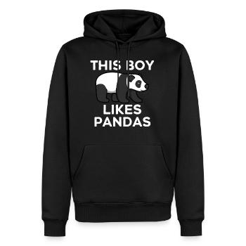 Un garçon aime les jolis pandas Eucalyptus Nature - Sweat à capuche Premium bio Homme - noir - Devant - Nico (187cm)