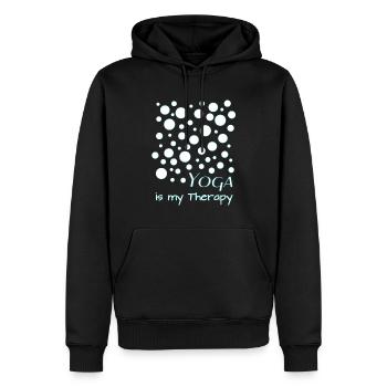 Yoga is my Therapy - Männer Premium Bio Hoodie - Schwarz - Vorne - Nico (187cm)
