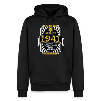 1941 AUGUST - Sweat à capuche Premium bio Homme - noir - Devant - Nico (187cm)