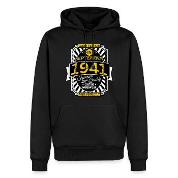 1941 SEPTEMBER - Sweat à capuche Premium bio Homme - noir - Devant - Nico (187cm)